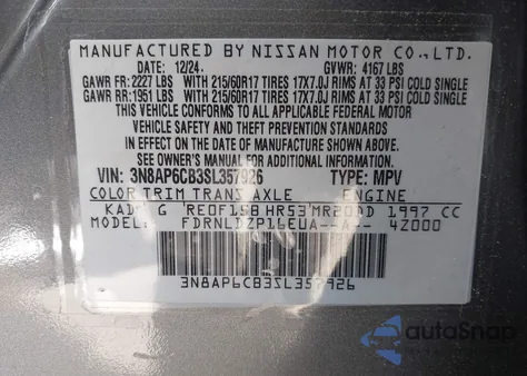2025 Nissan Kicks Sv Intelligent Awd from USA, damaged, VIN 3N8AP6CB3SL357926